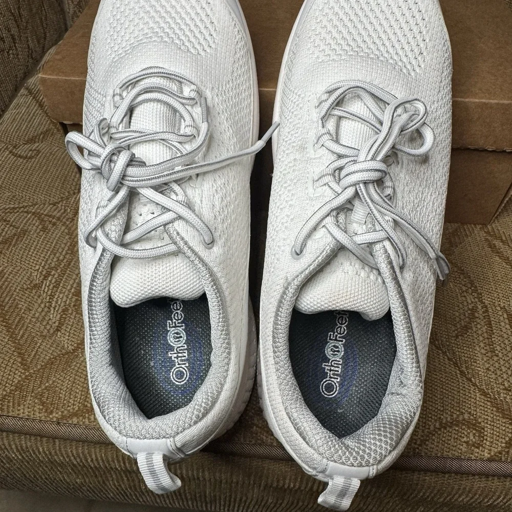 OrthoFeet Stretch Knit Sneaker‎ Women's 11.5 Wide Tennis Shoe 988 AB Coral White